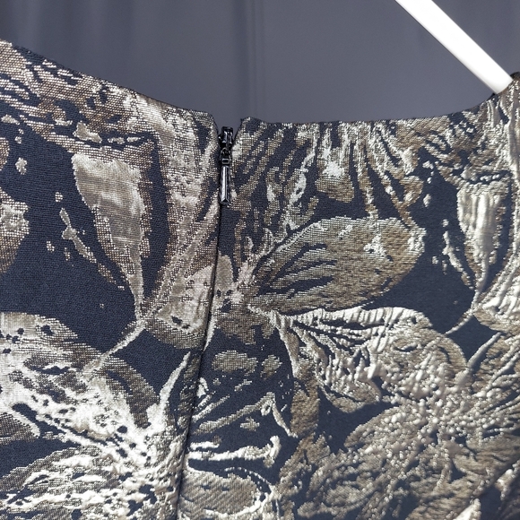 Alex Evenings Dress 10 Women Damask Metallic Sheath Jewel Beaded Belt Zip NYE - Picture 7 of 12